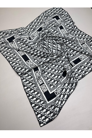 Şalcı Eşarp Dior İthal Twil İpek Eşarp 90x90 Siyah