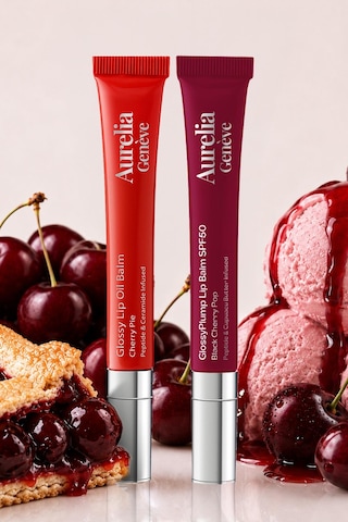 Double Cherry Day & Night - Güneşten Koruyucu & Dolgunlaştırıcı, Nemlendirici Etkili İkili Lip Balm Seti Kiraz Kırmızı & Böğürtlen Kiraz