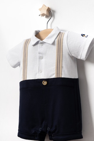 Yazlık Salopet Aksesuarlı Kısa Bebe Erkek Tulum Lacivert