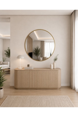 Effe Gold Metal Çerçeveli 90 Cm Yuvarlak Ayna