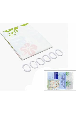 Çif Kanat Pvc Banyo Perdesi 2 Parça X 90x180cm - 12 Halkalı 000 Açık Krem