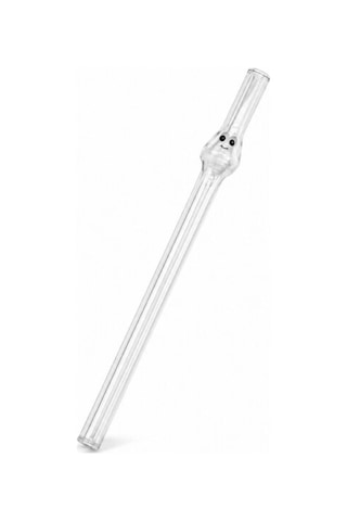 Pipet Kalite Şeffaf Sağlıklı Ekolojik Dayanıklı Estetik Dekoratif Yüz Figürlü Şık Cam Pipet 20 Cm