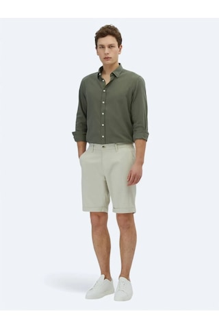 Kip Taş Düz Dokuma Slim Fit Casual Pamuk Karışımlı Bermuda Taş