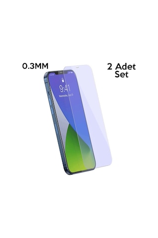 Baseus Apple Uyumlu   iPhone 12 Pro Max 6.7 0.3Mm Antiblue Light Tempered Cam Şeffaf