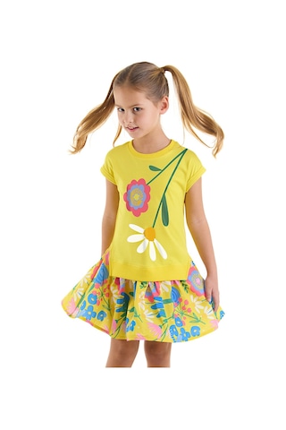 Denokids Mshb&g Sarı Çiçekli Kız Çocuk Elbise Sarı