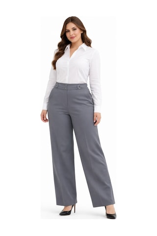 Kübra Kadın Boru Paça Kumaş Pantolon Bgl-st05386 Koyu Gri