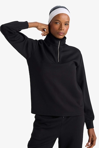 DeFacto -  Oversize Geniş Kalıp Yarım Fermuarlı Modal Sporcu Sweatshirt D7126AX25SP Siyah