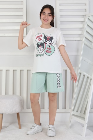 Love Is Kız Çocuk Üst Süprem Alt 2 İp Şort Takım Su Yeşili