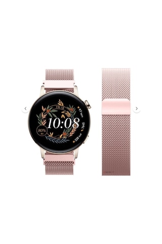 Huawei Watch Gt3 Elegant / Gt2 42mm Uyumlu 20mm Manyetik Milanese Loop Metal Kordon Pembe