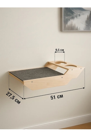 Go Cats Duvara Monte Kedi Yatağı Rafı, Mama Kabı İçin Delikli 464605700