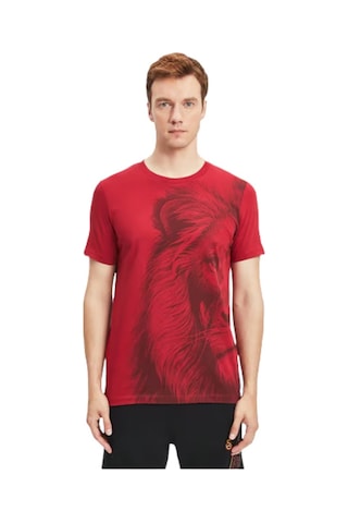Gsstore Galatasaray Lisanslı Aslan Baskılı Sarı T-shirt Bayrak Ve Lazer Kutu Hediyeli Kırmızı