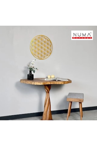 Yaşam Çiçeği Tekli Mdf Üzeri Gold Pleksi Duvar Dekorasyon