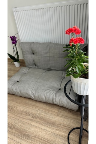 Modern Style Home Kalorifer Önü Yer & Palet Minderi 2'li Takım Açık Gri