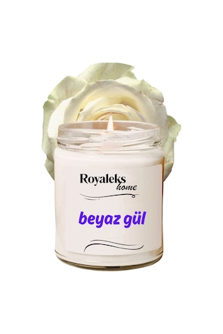 Doğal Özel Seri Kokulu Dekoratif Kavanoz Mum 210 Cc - Beyaz Gül - Ryl Çok Renkli
