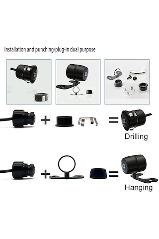 Universal Geri Görüş Kamerası 200 Geniş Açı Ip68 Su Geçirmez 12v Renkli Araç Kamerası