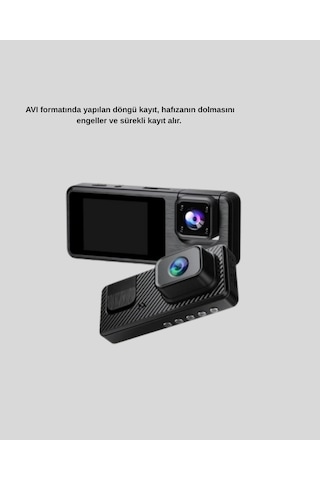 3 Kameralı Araç Dvr 1080p Ön + Hd Arka + İç Kamera Döngü Kayıt 2 Ekran 1