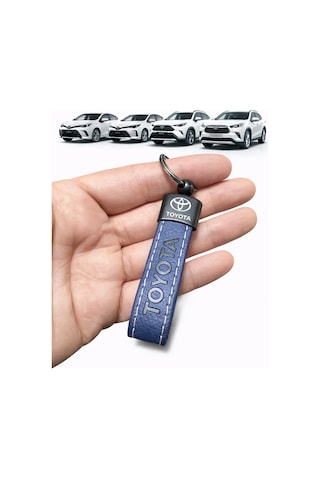 Toyota Ve Logolu Anahtarlık Suni Deri Lacivert