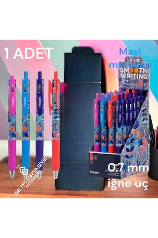 Desenli Basmalı Mavi Renk Jel Mürekkepli Tükenmez Kalem 1 Adet Flow
