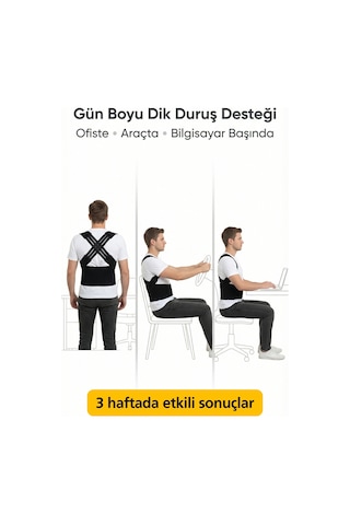 Dik Duruş Korsesi Çapraz Sırt Detaylı, Kamburluk Önleyici, Sırt Omuz Destekli, Ayarlanabilir Cırtlı Unisex