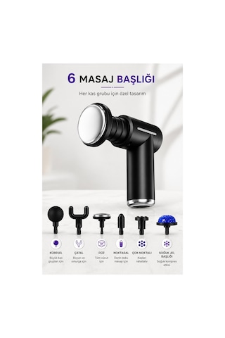 Robeve Auhma Amg22 Sıcak & Soğuk Kompresli Titreşimli Masaj Aleti Ice & Heat Teknolojili, 6 Masaj Başlığı, 6 Hız Kademesi, Lcd Ekran, Type-c Şarjlı, 1200mah Taşınabilir Kas Gevşetici Masaj Cihazı