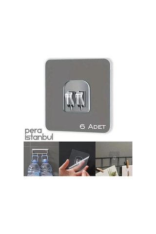 6 Adet Süper Güçlü Şeffaf Çerçeve Askısı Lekesiz Duvar Yapışkanı Mutfak Banyo Raf Tutucu Aksesuarı 25217881