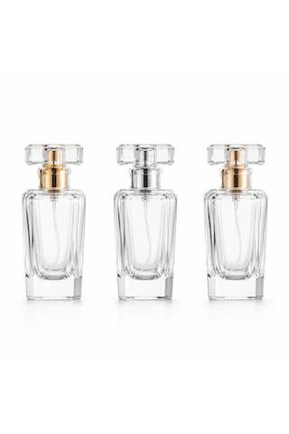 20 Adet Boş Cam Parfüm Şişe, 50 Ml, Kare Konik Prizma Model, Şeffaf-fpr50-10