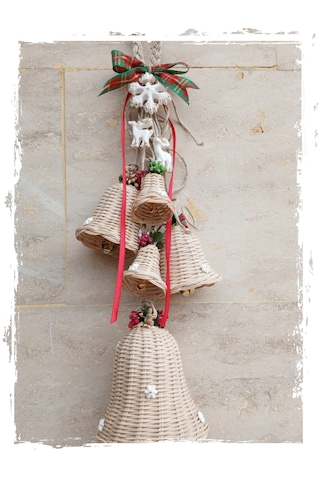 Bambu Noel Çanı 5'li Dekoratif Tasarım 53cm