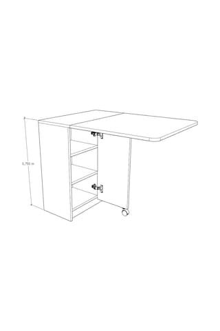 Asra Trend KM-17 %100 MDF 93x70 cm Katlanır Akıllı Mutfak Masası Tekerlekli Servis Masası Beyaz