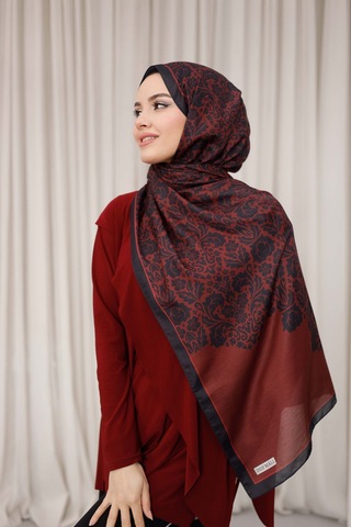 Mimiyum Nevra Desen Soft Şal Bordo