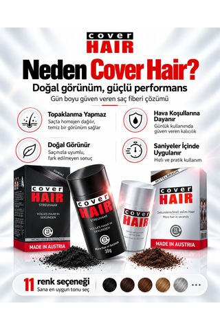 Cover Haır Orta Kahverengi Saç Fiberi 30 Gram Dolgunlaştırıcı Kellik Kapatıcı Toz Topik Tozu