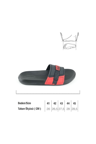 Gezer Sport Erkek Yazlık Pu Islak Zemine Uygun Günlük Ev Banyo Bahçe Havuz Terlik Siyah-kırmızı Siyah - Kırmızı