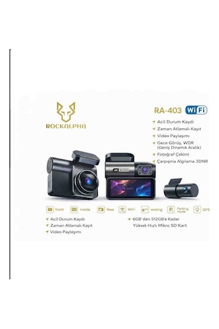 Rockalpha Ra-403 Araç Kayıt Kamerası 3 Kameralı 4k+1k+2k Sencan Sound