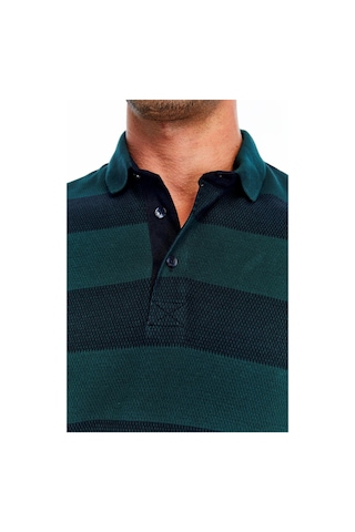 AR-MA Arma Erkek Örme Ribanalı Regular Fit Çizgili Polo Yaka Sweatshirt %95 Pamuk %5 Elastane K30554952902 Yeşil
