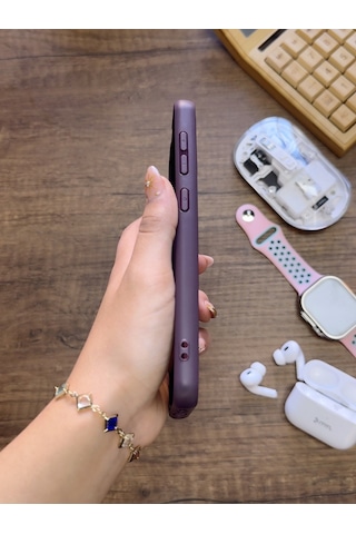 Samsung Galaxy A70 Uyumlu Premium Deri Dokulu Darbelere Karşı Dayanıklı Nazal Silikon Kılıf Mor