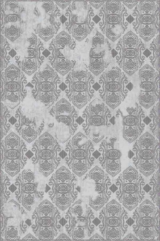 Kahverengi Damask Desen Kaymaz Tabanlı Dekoratif Halı Al002n11