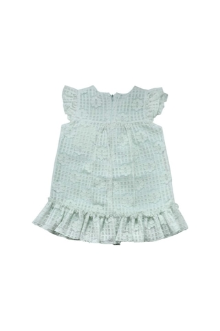 Güllü Çiçek Desenli Kız Bebek Elbise Yeşil Bipamuk 001