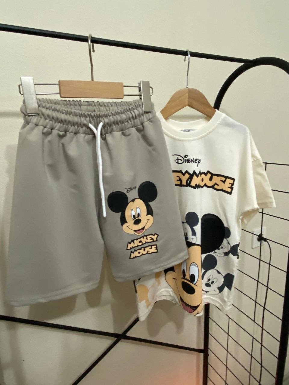 Cg Kids Mickey Mouse Mükemmel Baskı Kaliteli Erkek Çocuk Alt Üst Gri - Krem