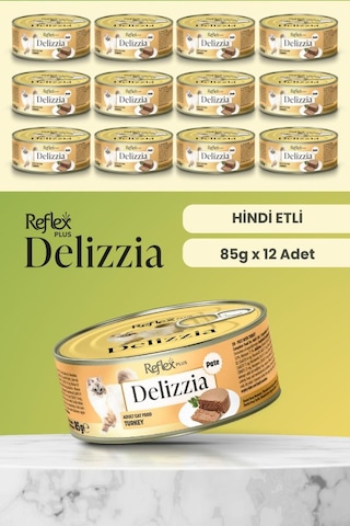 Reflex Plus Delizzia / Kıyılmış Hindi Etli Yetişkin Kedi Maması 85g X 12 Adet