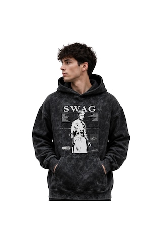 Sevbano Justin Bieber Swag Şarkıcı Baskılı Unisex Oversize Premium Yıkama Siyah