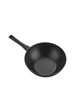 Granit Kaplamalı Wok Tava - 30 Cm, Ergonomik Tasarım 001 Siyah