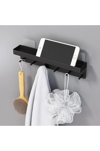 Mufunye Mat Siyah Duvar Tipi Organizatör, 6 Çelik Kanca İle Anahtar, Gözlük, Cüzdan Ve Ev Eşyalarını Düzenle, 15 Kg Yük Taşıma Kapasitesi, Ev, Mutfak, Banyo Uygun Siyah