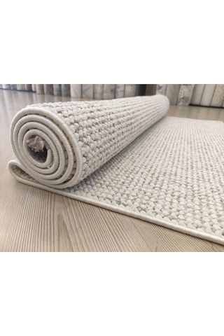 Zen Serisi Naturel Bukleli Yumuşak Hav Toz Vermez Modern Desenli Dokuma Salon Halı Renkli
