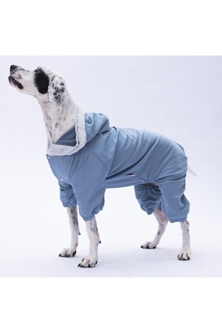 Gri Kürklü Orta Büyük Tulum Yağmurluk Köpek Kıyafeti Köpek Yağmurluğu 18-40 Kg Arası Orta Büyük Irklar