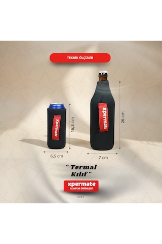 Xpermate Termal İçecek Kılıfı Sıcak & Soğuk Tutan Şişe Bira Termal Kılıf 0,5l Siyah