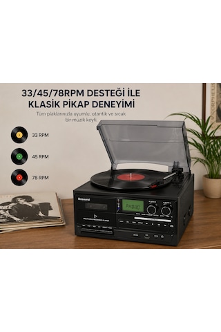 Dosound Tr-17 Ahşap Çok Fonksiyonlu Pikap Kaset Cd Usb Bluetooth Müzik Sistemi 1 Adet