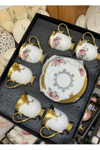 Rsy-206 6 Lı Ayaklı Kahve Fincan Tk. Roses Çok Renkli