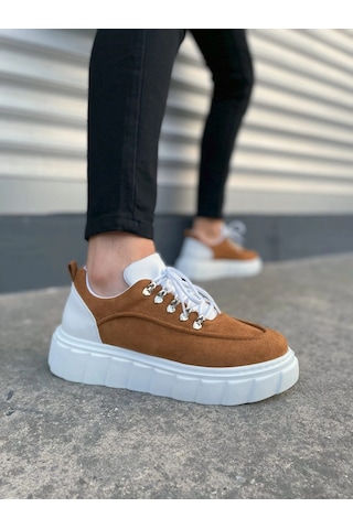 Mevese Duolc Bağcıklı Süet Erkek Günlük Rahat Taban Sneaker Ayakkabı - Taba