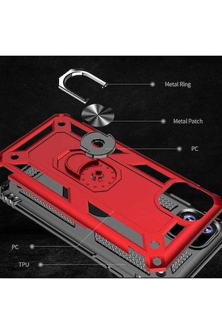 Apple Uyumlu iPhone 11 Kılıf Sert Silikon Yüzüklü Stand Özellikli Kapak