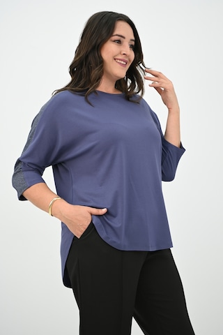 Kadın Büyük Beden Kolları Sim Detaylı Bluz 1855 001