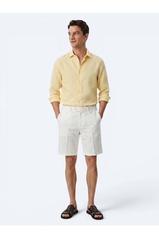 Kip Sarı Regular Fit Uzun Dokuma Casual Pamuk Karışımlı Gömlek
